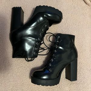 Black platform boots